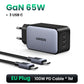 UGREEN 65W GaN зарядний пристрій 4 порти USB C швидка зарядка Quick Charge 3.0 PD 3.0 для Macbook Air, ноутбуків, планшетів, iPhone 16 15 14 Pro Max
