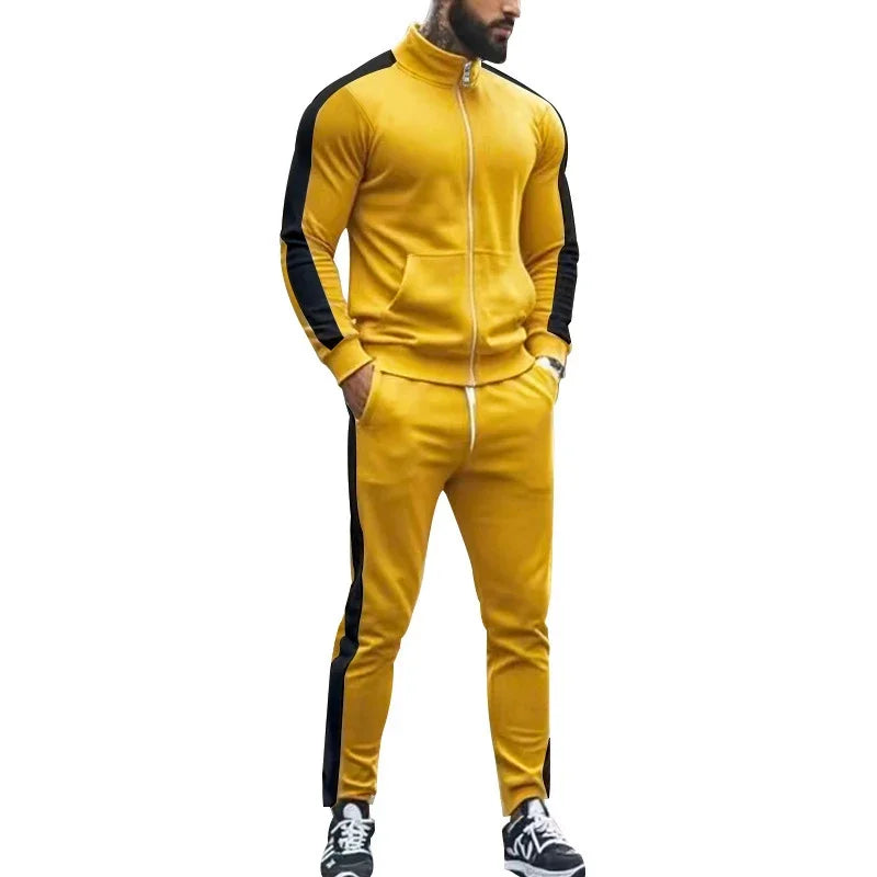 Casual Tracksuits Mens Autumn Fashion Side Striped Jackets And Pants Two Piece Sets For Men Sports Fitness Sweatsuits Streetwear