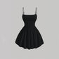 Mia Muse Women's A-Line Mini Short Dresses Square Neck Sleeveless Solid Red Elegant Party Summer Sexy Milkmaid Pleated Dresses