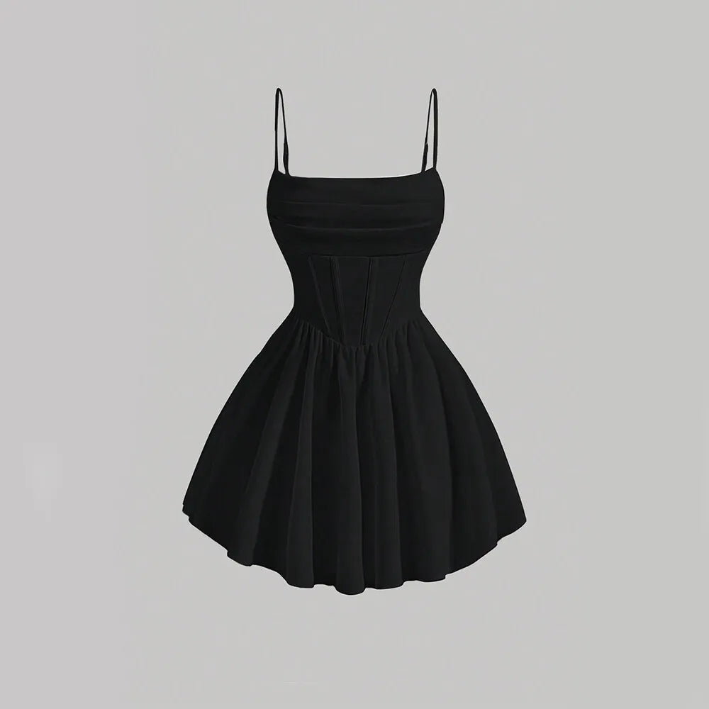 Mia Muse Women's A-Line Mini Short Dresses Square Neck Sleeveless Solid Red Elegant Party Summer Sexy Milkmaid Pleated Dresses