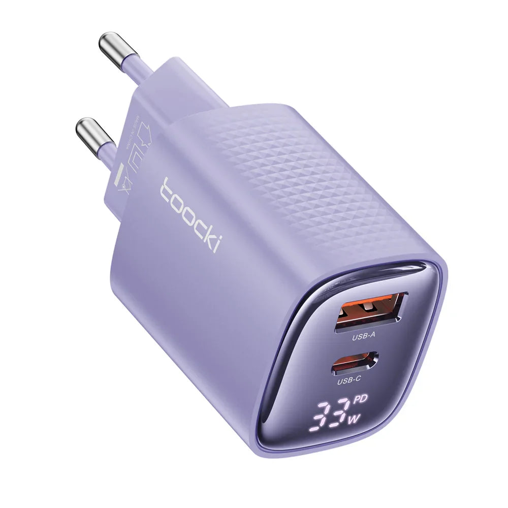 Зарядний пристрій Toocki GaN USB 33W з цифровим дисплеєм QC3.0 PD швидка зарядка Type C для iPhone 15 14 13 Pro Max Smausng Xiaomi Honor POCO