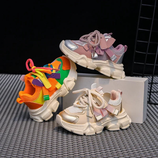 Students Sports Shoes Thick Soft Sole Boys Girls Running Shoes Colorful Fashion 2024 New Trend Children Sneakers Non-slip Casual