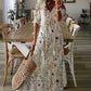 Spring Summer New 2024 Women's Casual Sweet Loose Sexy V-neck Drawstring Fashionable Printed Long Sleeved Dress