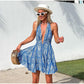 Sexy Halter Neck Beach Dresses For Women Printed Deep V-neck Backless Mini A-line Dress Chic Party Vacation Casual Lady Vestidos