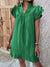 Womens Dress 2024 Summer New Fashion Versatile Multi Layered Ruffle Sleeve V-neck Pullover Dress Green Solid Mini A-Line Dresses