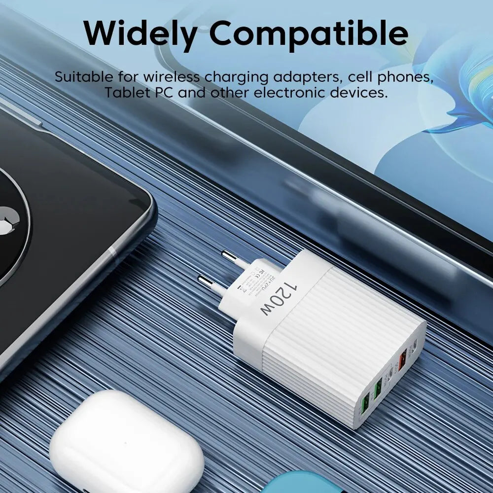 USB швидкий зарядний пристрій 5 портів PD Type C швидка зарядка адаптер для телефону iPhone 15 Pro Samsung Xiaomi Huawei USB C настінний зарядний пристрій