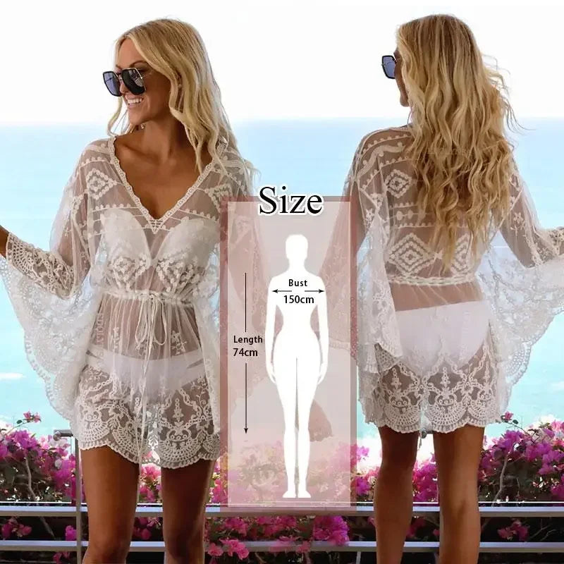 2022 Lace Beach Pareo Beachwear Swim Suit Cover Up Playa Pareo Tunics for Beach Tunic Swimwear Women