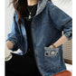 Women Denim Jacket New Spring Autumn Long Sleeve Tops Female Casual Hooded Jeans Jackets Women Big pocket Cowgirl Outerwear