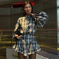 2025 New Elegantsuit Women's Clothing Set High-End Feel Spring Plaid Design Sensibility Ruffle Edge Mini Dress 2-Piece Wholesale