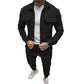 Men Two-piece Suit Set Winter Thick Warm Casual Suit Outfit Long Sleeve Coat Long Trousers Set Fashion Men's Activewear Outwear