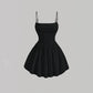 Mia Muse Women's A-Line Mini Short Dresses Square Neck Sleeveless Solid Red Elegant Party Summer Sexy Milkmaid Pleated Dresses