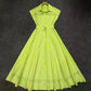 VGH Solid Color Patchwork Sashes Women's Party Dresses Lapel Short Sleeve High Waist Spliced Hollow Out Pleated Dress Female New
