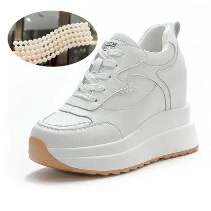 Fujin 10cm Platform Wedge Sneakers Chunky Shoes Genuine Leather for Women Summer Shoes Spring Autumn Walking Sneakers Fashion