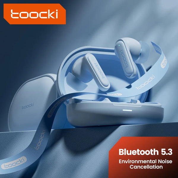 Бездротові навушники Toocki Bluetooth 5.3 із сенсорним керуванням, СПЦ, Hi-Fi стерео, спортивні навушники з тривалим режимом очікування, 320 мАг, гарнітура
