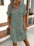 Women's Fashion Summer Minimalist V-neck Button Up Dress Woman Cotton Linen White Short Sleeved Pocket Casual Loose Shirt Dress