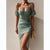Spring/Summer New Flower Print Wrapped Chest Irregular Strap Dress Summer Short sleeved High slit Women's Party Clothing