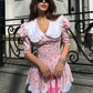 Summer Floral Printed Patchwork Mini Dress Female V-Neck Short Sleeve Slim Fashion Elegant Party Dresses Gown For Women Vestidos