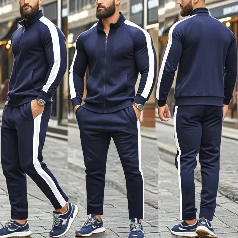 Casual Tracksuits Mens Autumn Fashion Side Striped Jackets And Pants Two Piece Sets For Men Sports Fitness Sweatsuits Streetwear