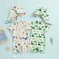Tregren 0-3Y Infant Toddler Kid Baby Boy Swimsuit Dinosaur Shell Print Zipper Swimwear + Hat Summer Beachwear Bathing Suit