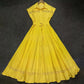 VGH Solid Color Patchwork Sashes Women's Party Dresses Lapel Short Sleeve High Waist Spliced Hollow Out Pleated Dress Female New