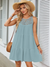 Round Neck Casual Short Sleeved Solid Color Lace Hollow Out Women's Dress Fashionable Street Fresh Sweet Style Summer Dress