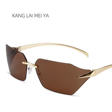 Unisex hip-hop sunglasses, irregular personality, frameless sunglasses, fashionable and trendy metal glasses