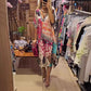 Casual V Neck Loose Midi Dresses For Women Summer Leopard Colorful Printed A-Line Party Dress Short  Sleeve Female Clothing