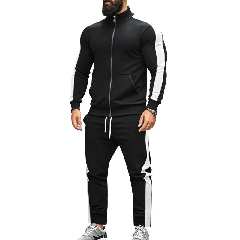 Casual Tracksuits Mens Autumn Fashion Side Striped Jackets And Pants Two Piece Sets For Men Sports Fitness Sweatsuits Streetwear
