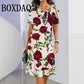 Fashion Flowers Printed Dress Clothing Women's Short Sleeve Summer Elegant O-Neck Mini Dresses Loose Streetwear 2025 New Spring