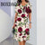 Fashion Flowers Printed Dress Clothing Women's Short Sleeve Summer Elegant O-Neck Mini Dresses Loose Streetwear 2025 New Spring