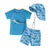 Toddler Baby Boys Rash Guard Swimsuit Set Shark/Duck Print Short Sleeve Round Neck Tops with Shorts and Swim Hat 3 Pcs Set