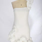 Laxsesu Elegant White Mini Dresses 3D Flower Luxury One Shoulder Sleeveless Pleated Cocktail Party Evening Bodycon Dress Female