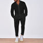 Autumn men's new fashion casual linen suit long sleeve overalls single breasted solid color button suit