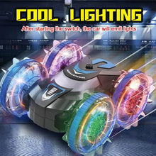 Rc Cars Double Sided Dual 4WD Remote Control Stunt Car Light Wheel Watch Gravity Sensing Amphibious Car Toy Gifts for Children