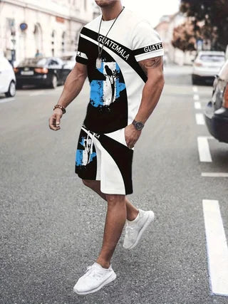 Hawaiian Coconut 3D Print Fashion Crew Neck Men's Suit Everyday Casual Short Sleeve And Shorts Harajuku Street Fashion Suit