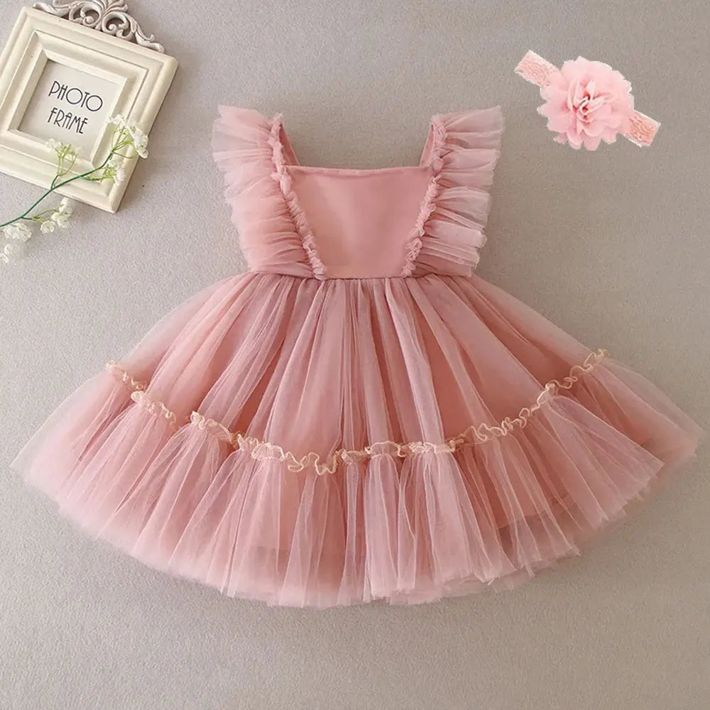 HETISO New Baby Girl Baptism Dresses Toddler Christening Gowns Children's Clothes Summer Birthday Wedding Dress for Newborn 3-24