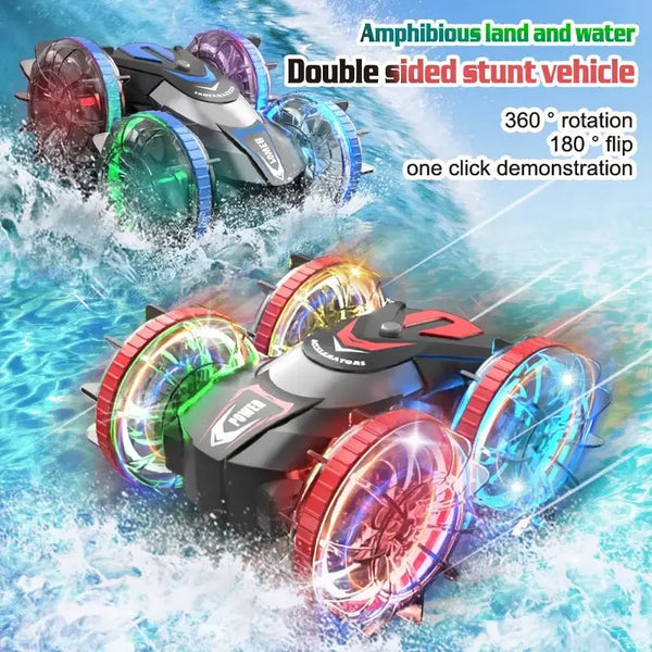 Rc Cars Double Sided Dual 4WD Remote Control Stunt Car Light Wheel Watch Gravity Sensing Amphibious Car Toy Gifts for Children