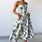 Summer New Women Sexy Sling Pocket Button Dot Beach Dress 2024 Female Bohemia Holiday Retro Fashion Solid Color Women's Clothing