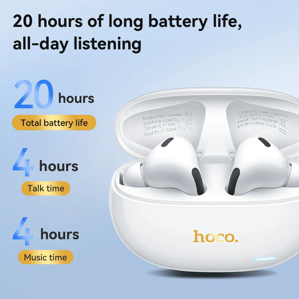HOCO EW60 Бездротові Bluetooth Навушники Спортивна Гарнітура 5.3 З Низькою Затримкою 3D Об'ємним Звуком Сенсорні Навушники