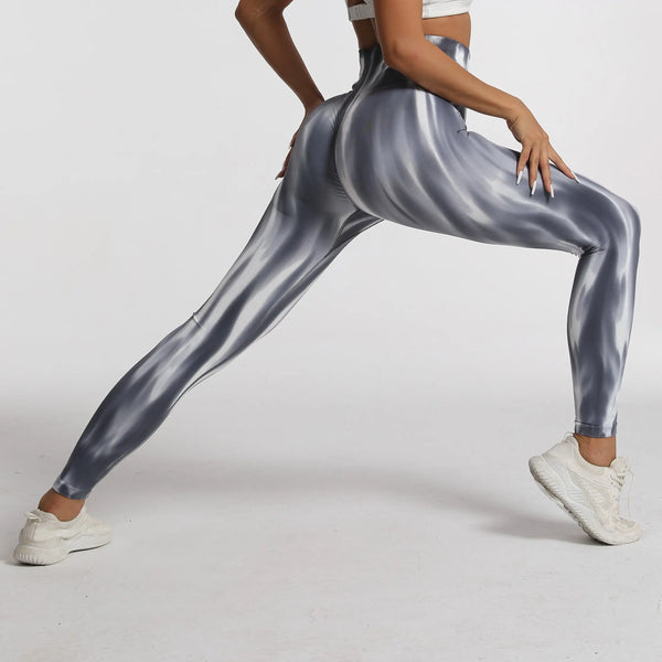 New Tiedye Gym Leggings Seamless Women Push Up Stretch Pants Scrunch Sports High Waist Booty Lifting Workout Yoga Leggins Nylon