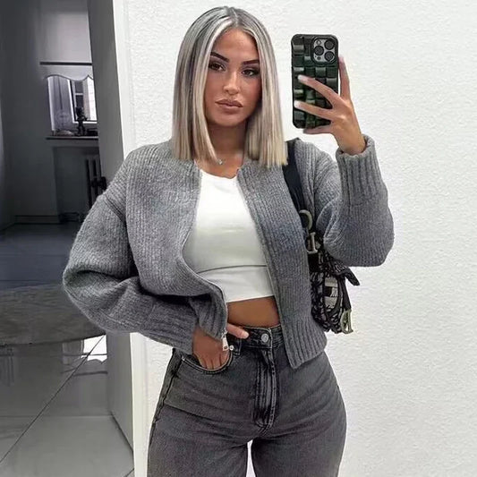 TRAF Sweater Cardigan for Women jacket tricots Coat Knit Outerwears Autumn Winter 2024 Woman Fashion Knitwear Cardigan for Woman