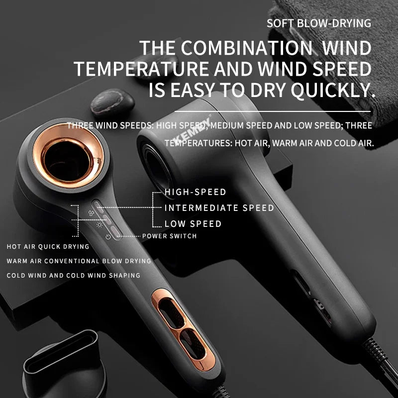 Фен для волосся Kemei KM-2061 110000 об/хв, високої потужності, салонний, з негативними іонами, гарячий і холодний повітря