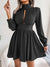 Spring And Autumn Style Long Sleeved Dress Short Skirt Sexy Chest Hollow Half Collar Waist Cinching Big Swing Pullover Red Dress