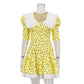 Summer Floral Printed Patchwork Mini Dress Female V-Neck Short Sleeve Slim Fashion Elegant Party Dresses Gown For Women Vestidos