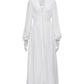 Clacive White Sexy Single-Breasted Women'S Dress 2022 Elegant Short Sleeve V-Neck Party Dresses Lady Casual Slim Midi Dress