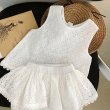 Girls Summer New Clothing Sets Hollow Lace Suit Baby Casual Sleeveless T-shirt Shorts Kids Clothing Sets Baby Clothes Sets