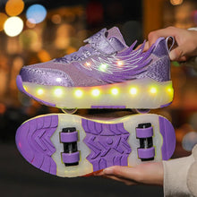 Boys Girls Roller Shoes LED Light Up USB Charging Children Roller Skate Casual Skateboarding Shoes Sports Shoes Kids Sneakers