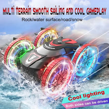 Rc Cars Double Sided Dual 4WD Remote Control Stunt Car Light Wheel Watch Gravity Sensing Amphibious Car Toy Gifts for Children