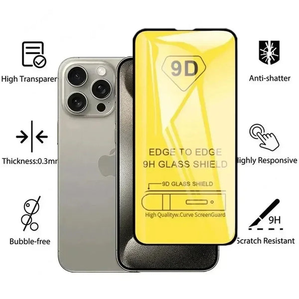 5Pcs 9D Protective Glass For iPhone 13 11 12 15 14 Pro Max 8 Plus Screen Protector For iPhone 16 15 PRO XR XS MAX Tempered Glass