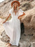 Women Swimsuit Cover Ups Mandarin Sleeve Kaftan Beach Tunic Dress Robe De Plage Solid White Pareo Beach Cover-ups